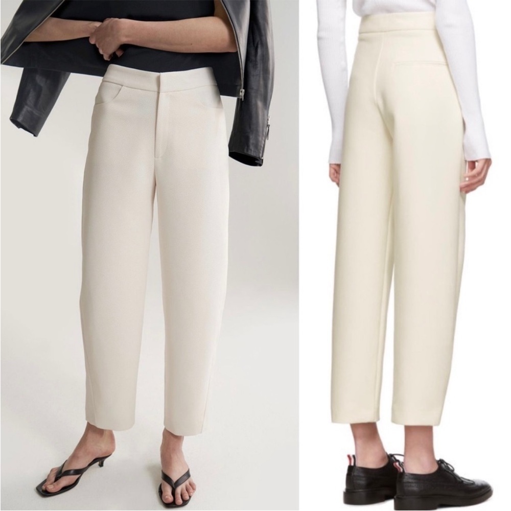 TOTEME Beige Textured Cotton Boucle Twill Ankle Crop Straight Tapered Trouser XS - Picture 6 of 13